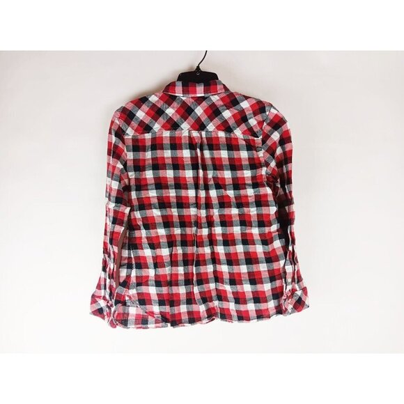 Talbots Button Up Shirt Women’s Size  Mp Red Black White Buffalo Check w/Silver - Picture 2 of 10